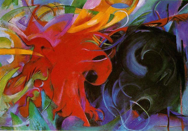 Franz Marc Fighting Forms, 1914 Norge oil painting art